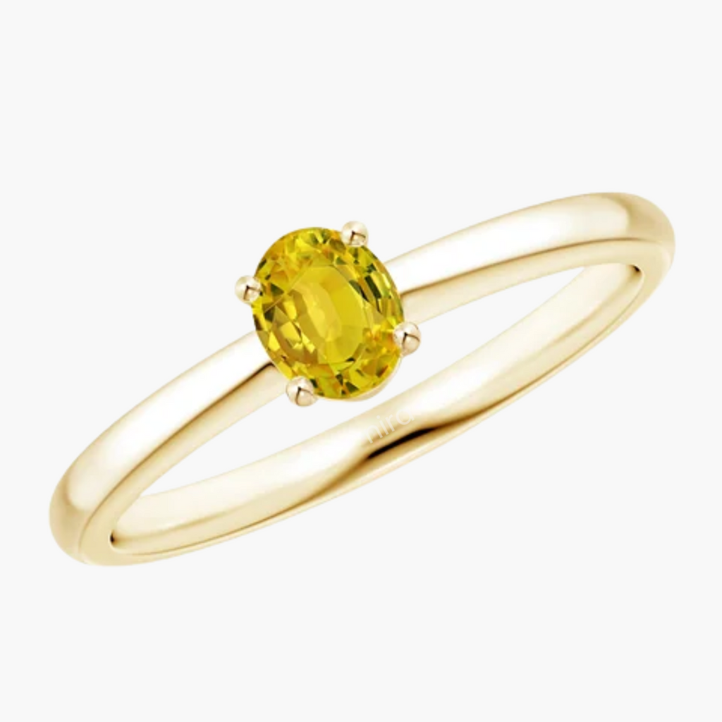 Sol Yellow Oval 0.45 ct Solitaire Ring