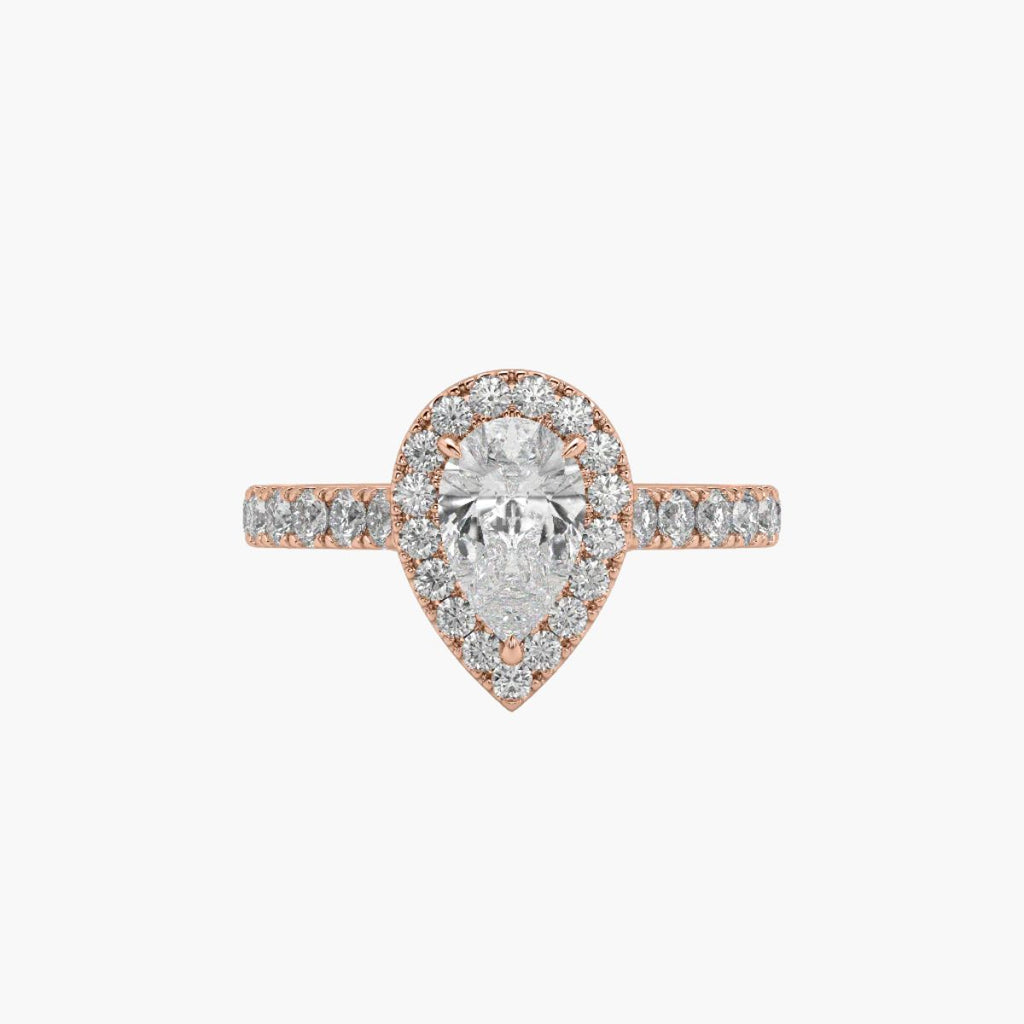 Lumiere Pear 0.9 ct Halo Ring