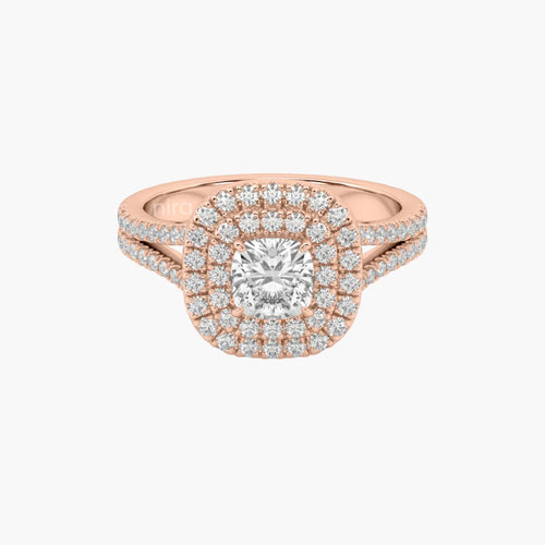 Astrid Cushion Halo Solitaire Ring