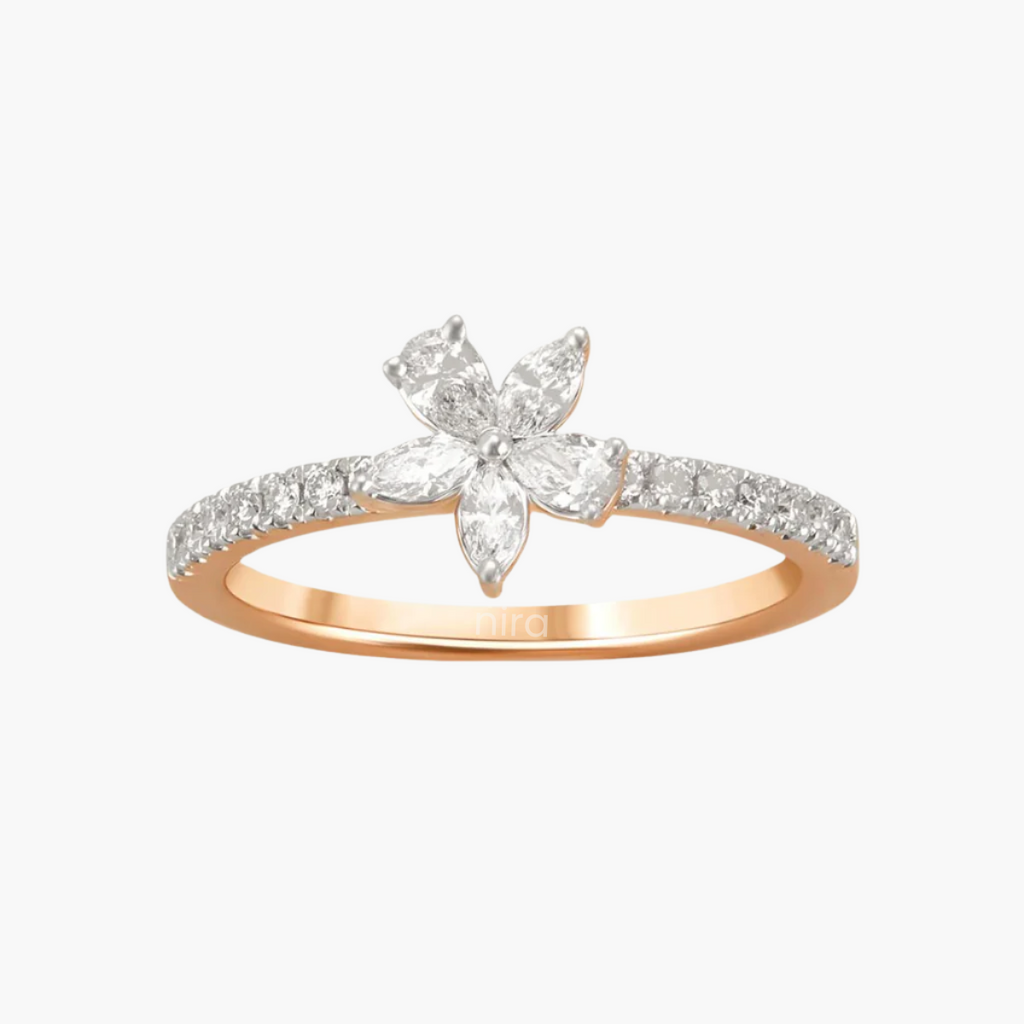 Bloom Pear 0.44 ct Flower Ring