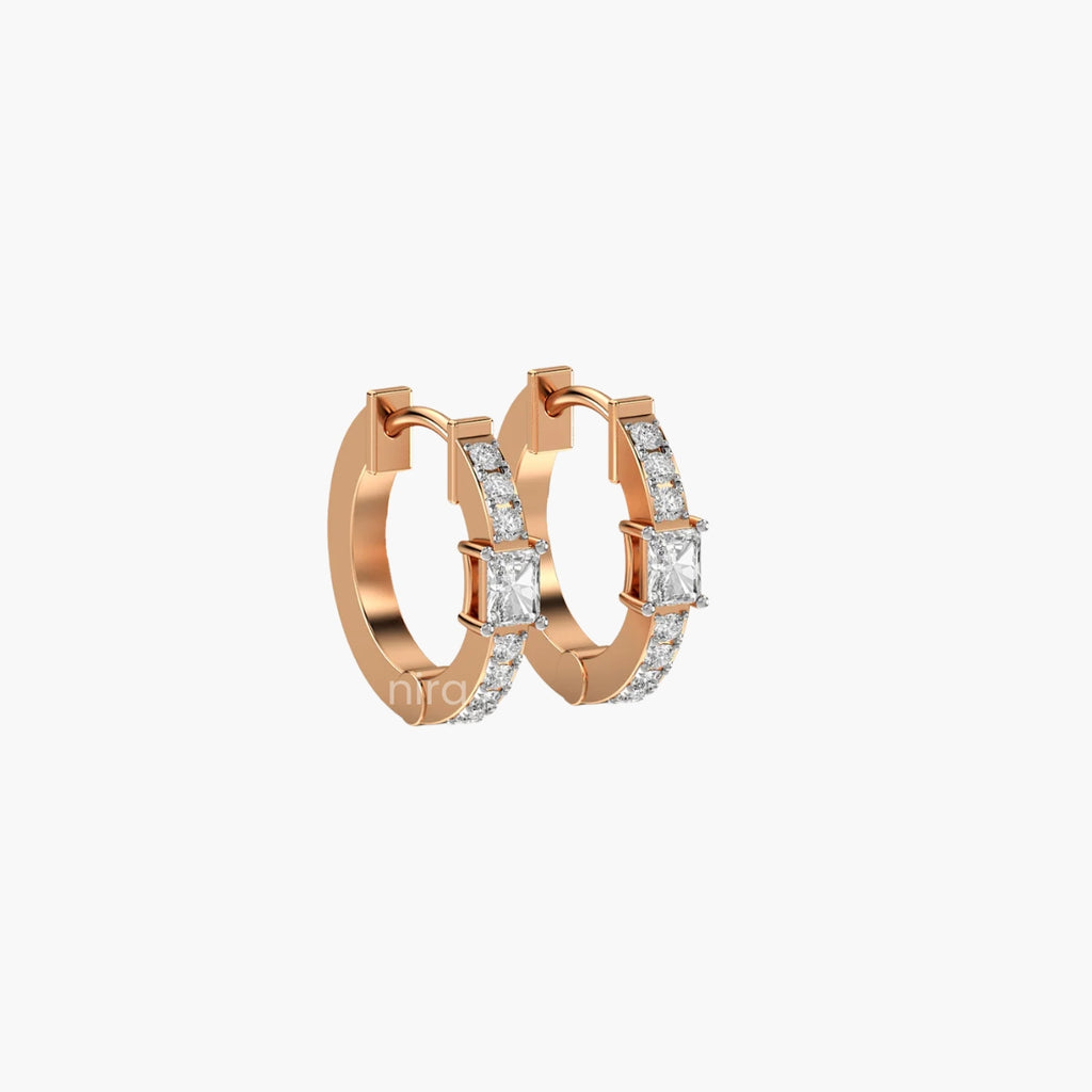 Princess Diadem Hoop Diamond Earrings