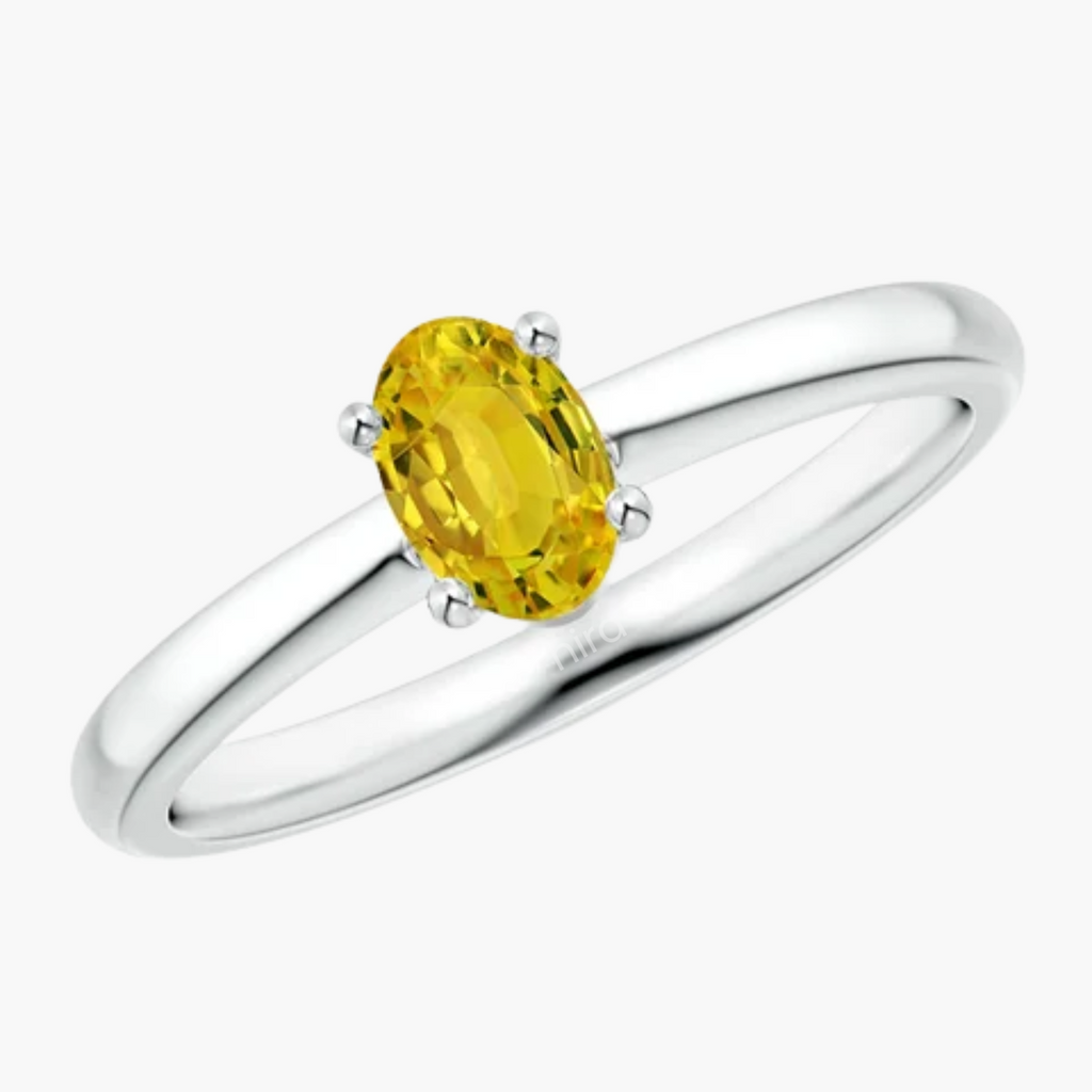 Sol Yellow Oval 0.45 ct Solitaire Ring