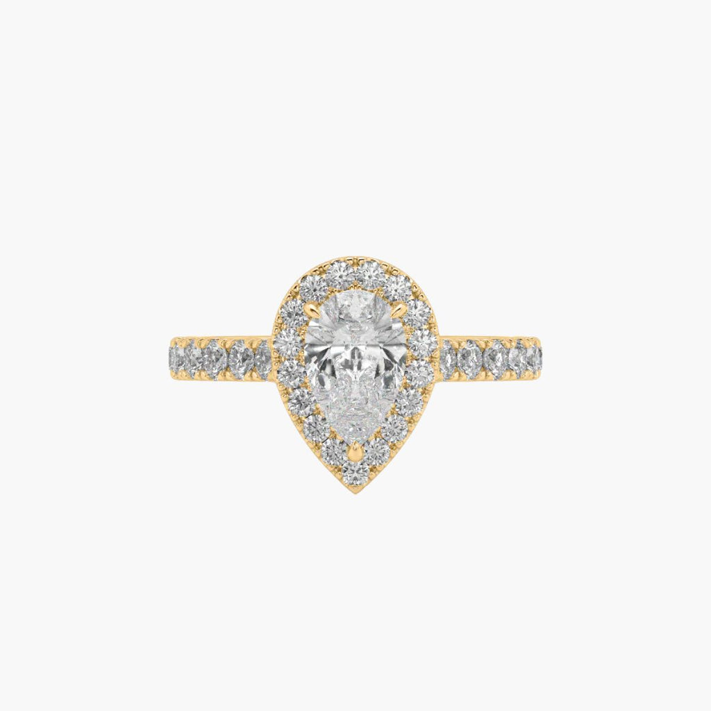 Lumiere Pear 0.9 ct Halo Ring