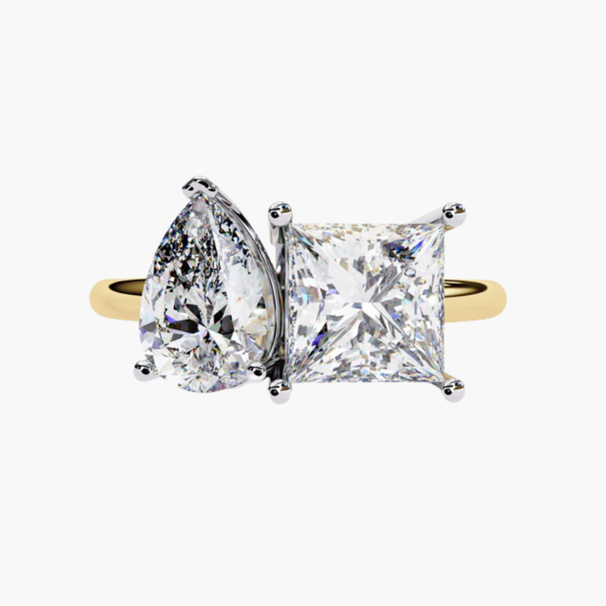 Harmony Pear & Princess 4 ct Toi et Moi Ring
