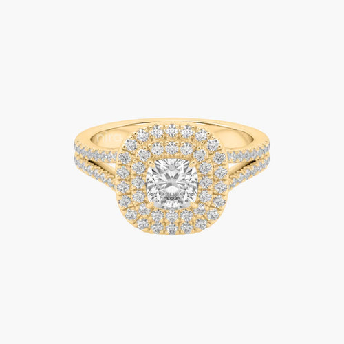 Astrid Cushion Halo Solitaire Ring