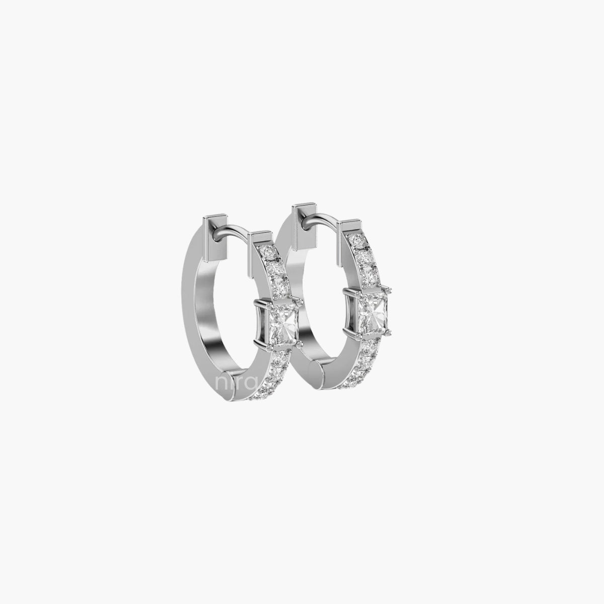 Princess Diadem Hoop Diamond Earrings