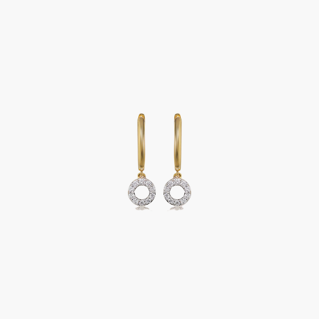 Halo Drop Hoop Diamond Earrings