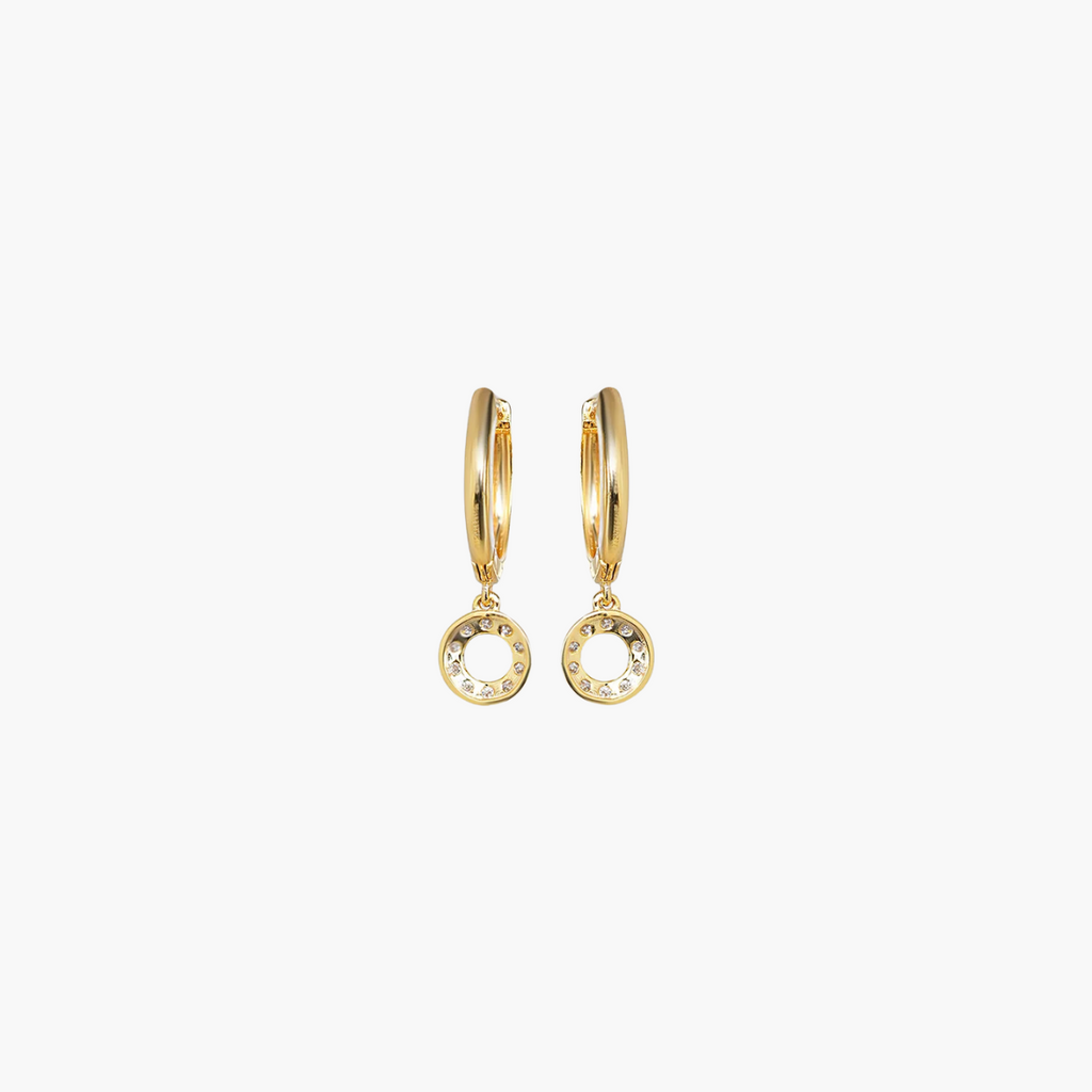 Halo Drop Hoop Diamond Earrings