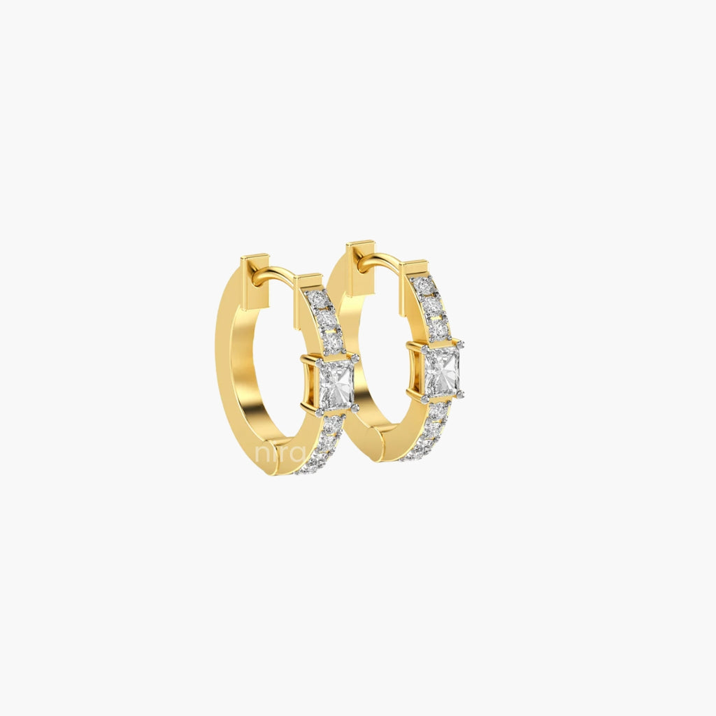 Princess Diadem Hoop Diamond Earrings
