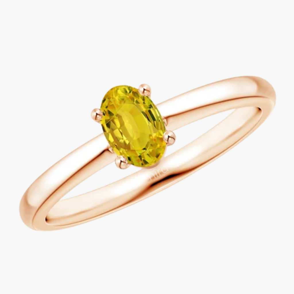 Sol Yellow Oval 0.45 ct Solitaire Ring