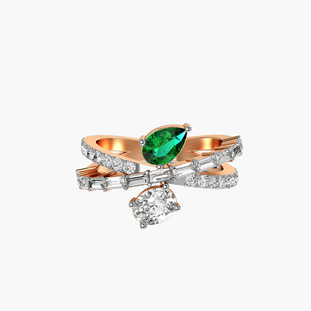 Duo Verde 1.31 ct Green & White Toi et Moi Ring