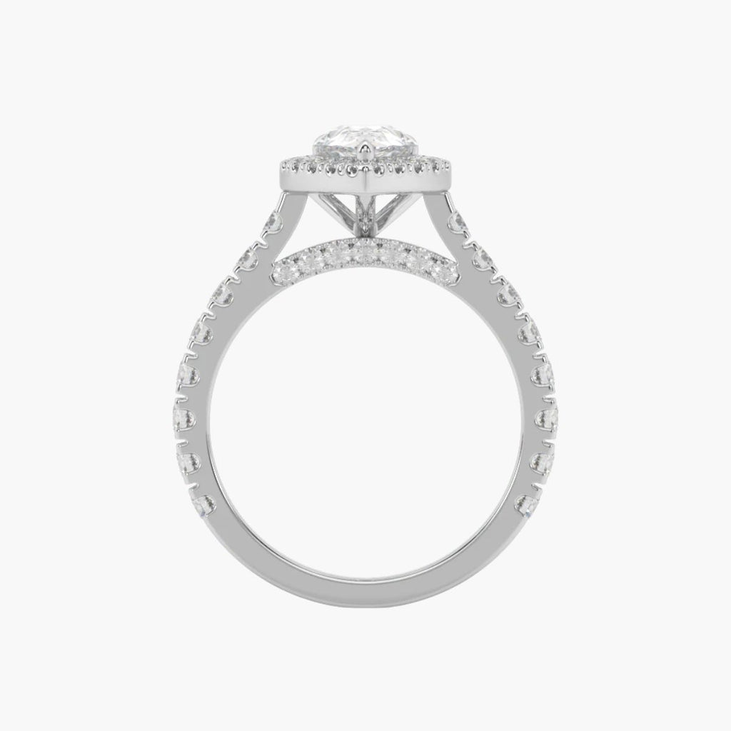 Lumiere Pear 0.9 ct Halo Ring