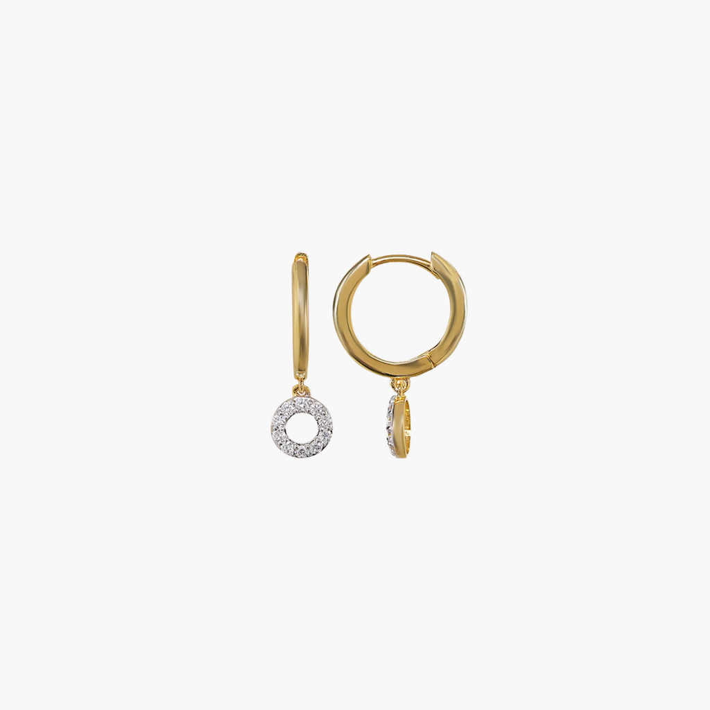 Halo Drop Hoop Diamond Earrings