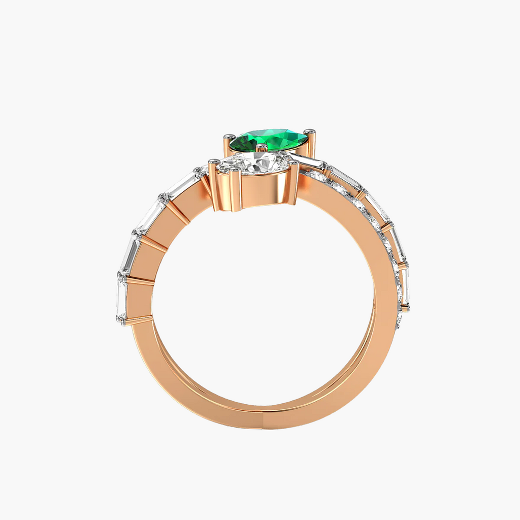 Duo Verde 1.31 ct Green & White Toi et Moi Ring