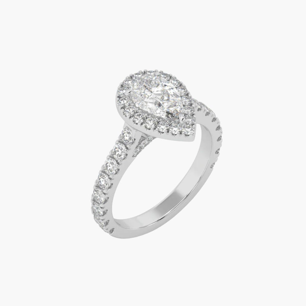 Lumiere Pear 0.9 ct Halo Ring