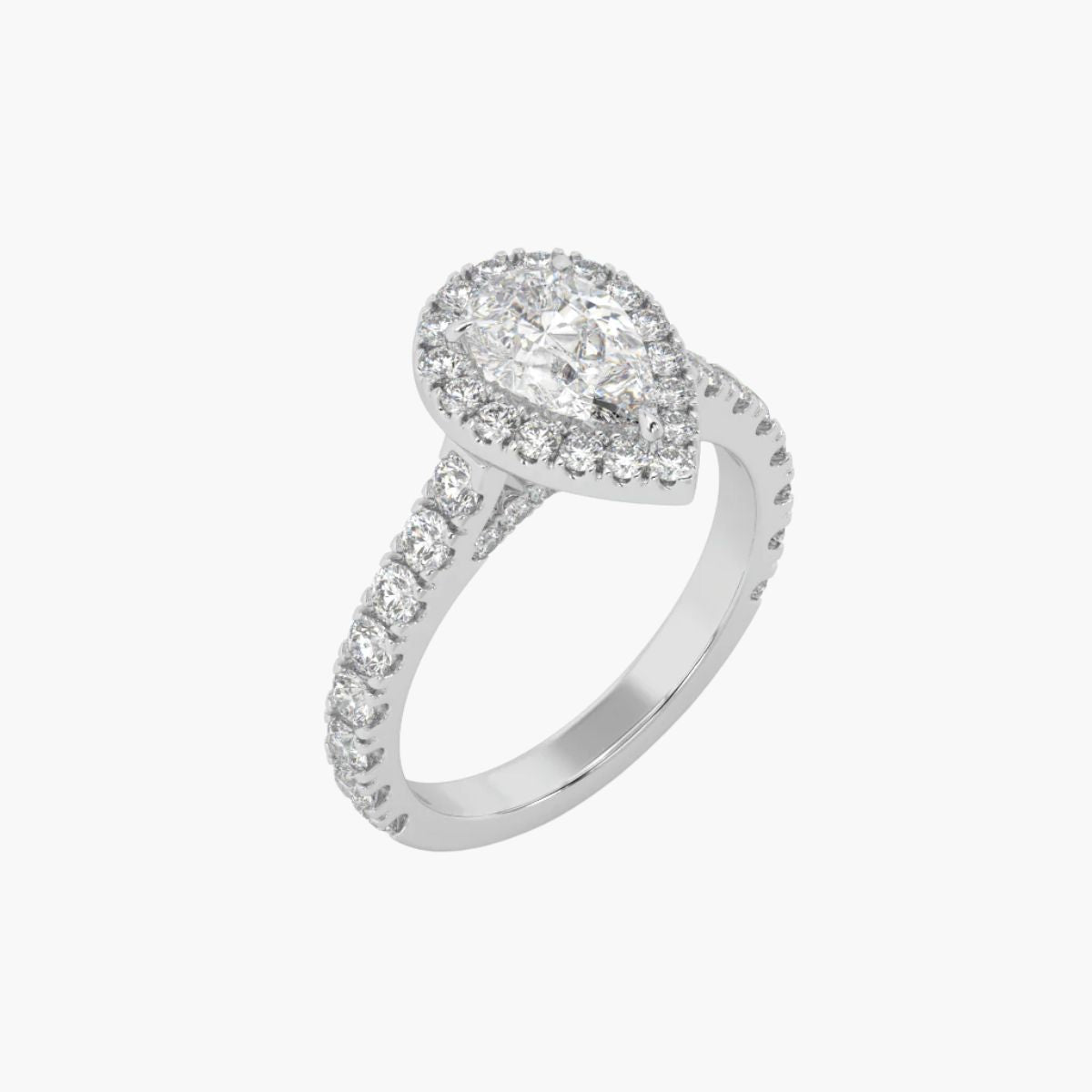 Lumiere Pear 0.9 ct Halo Ring