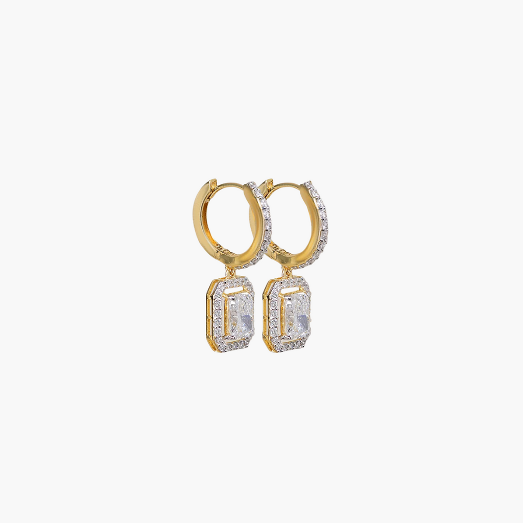 Emerald Glint Drop Diamond Earrings