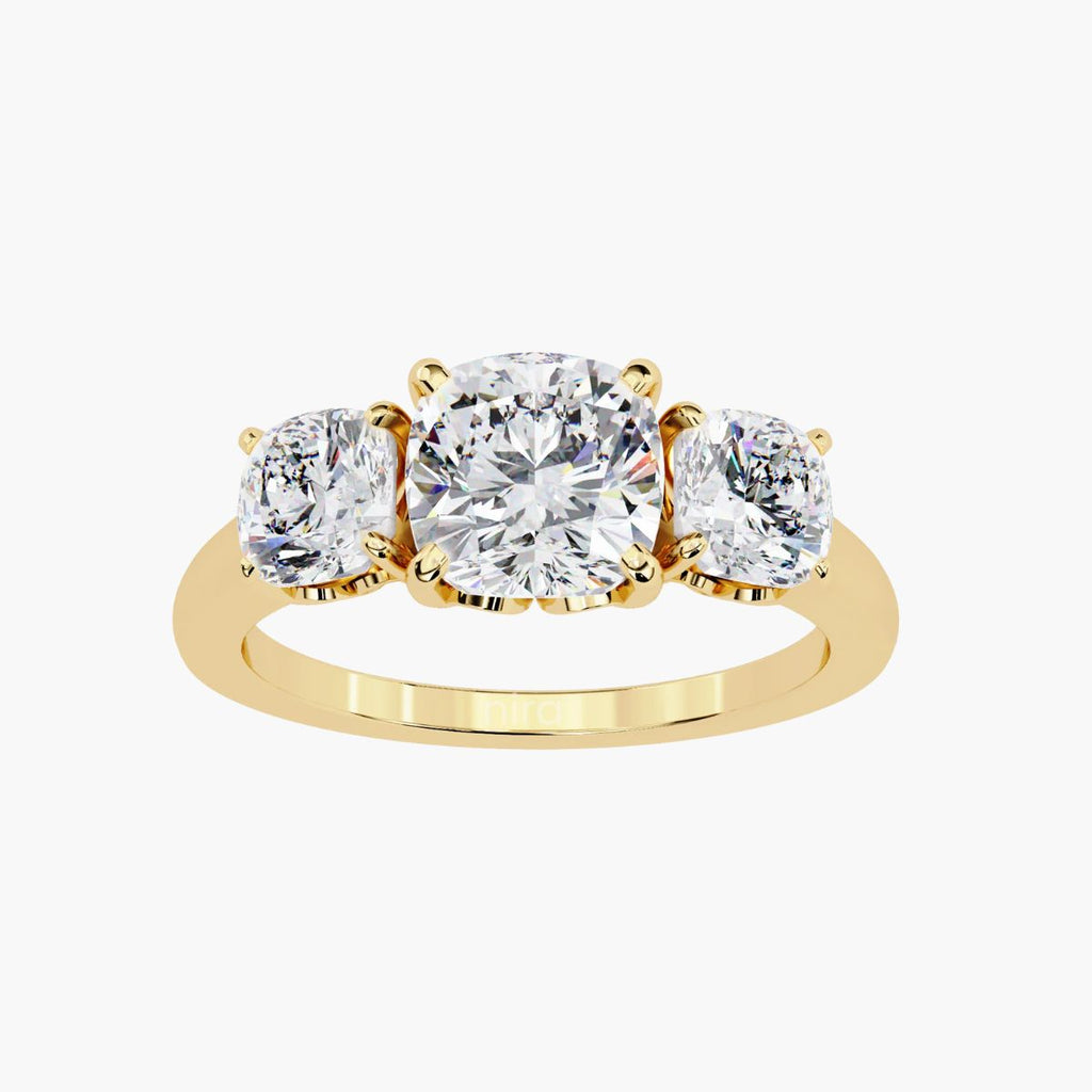 Trilogy Cushion Three stone Ring