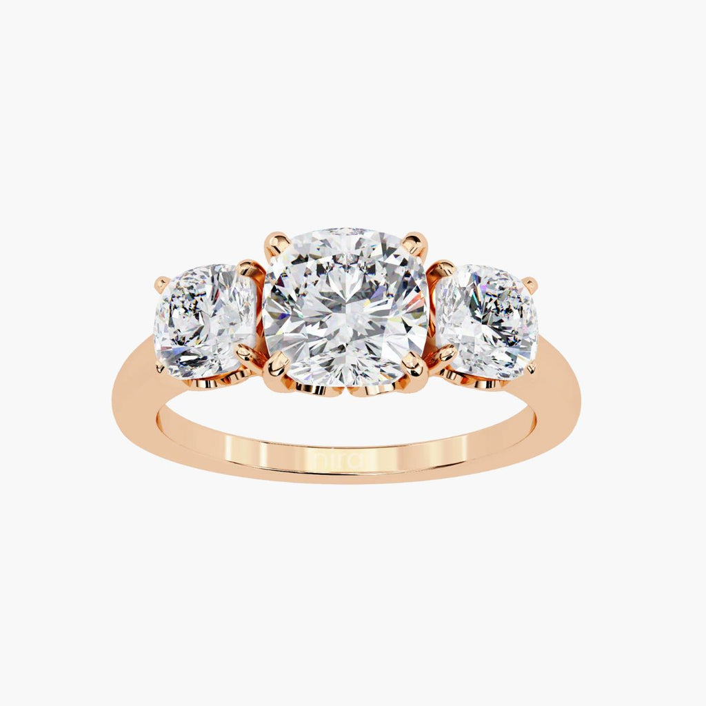 Trilogy Cushion Three stone Ring
