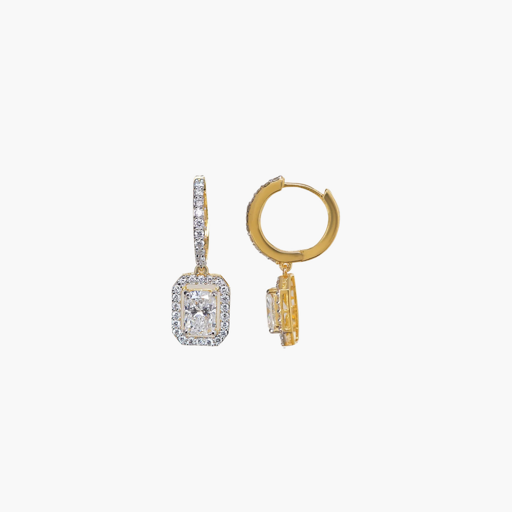 Emerald Glint Drop Diamond Earrings